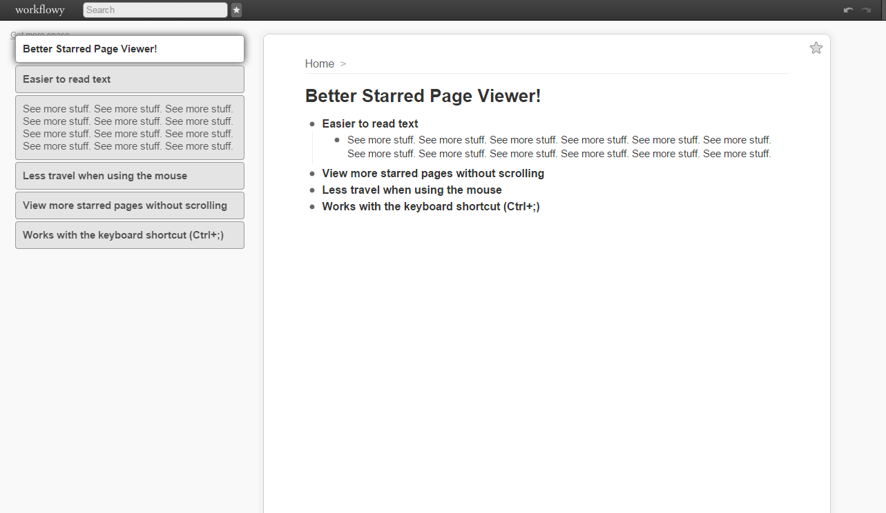 WorkFlowy Better Starred Page Viewer