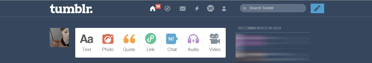 Old tumblr dashboard header