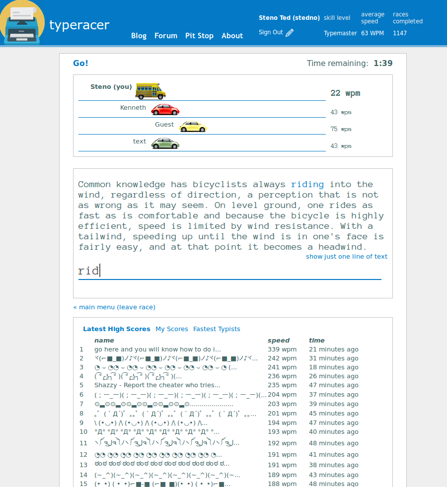 TypeRacer Flat Blue (+ad removal)