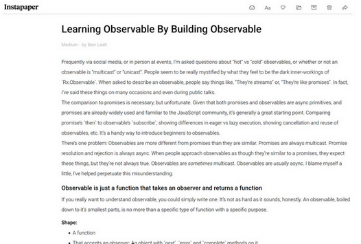 Instapaper Minimal Light