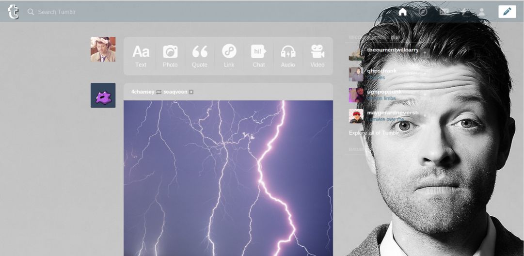 Supernatural/Castiel/Misha Collins tumblr theme