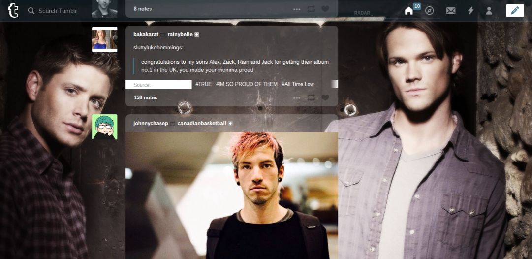 Supernatural tumblr dashboard theme