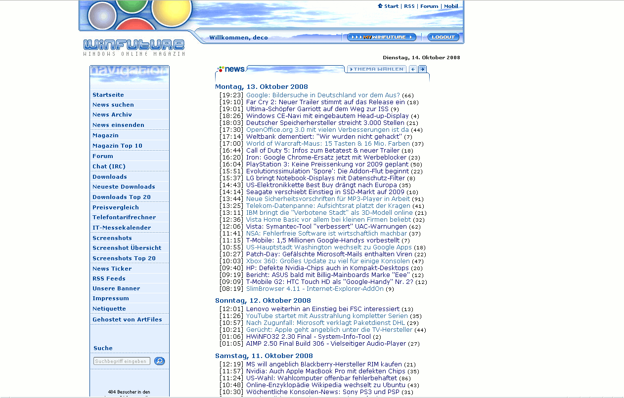 Winfuture werbefrei und zentriert