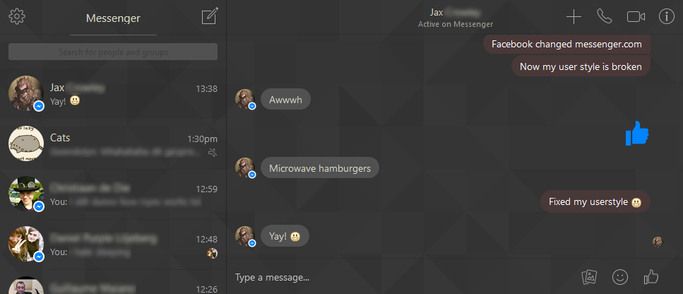 Messenger.com Dark