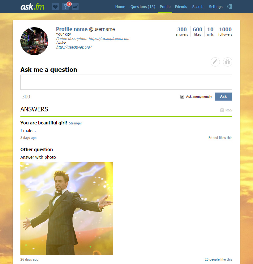 Ask.fm Flat Original Theme