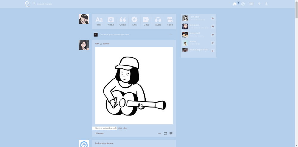 Light/Pastel Blue Tumblr Dashboard Theme