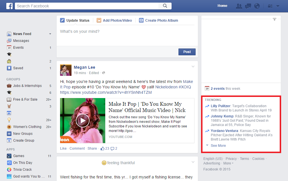 Facebook - Remove Trending Ads