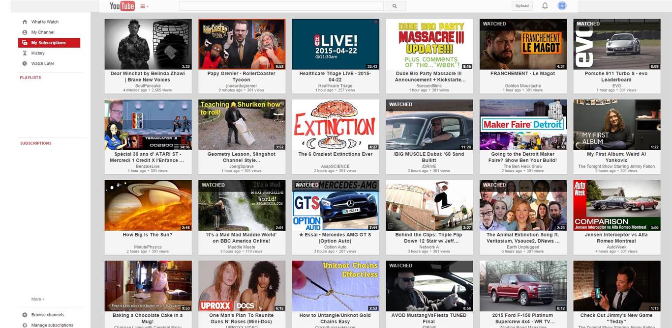 Youtube custom subscription feed view