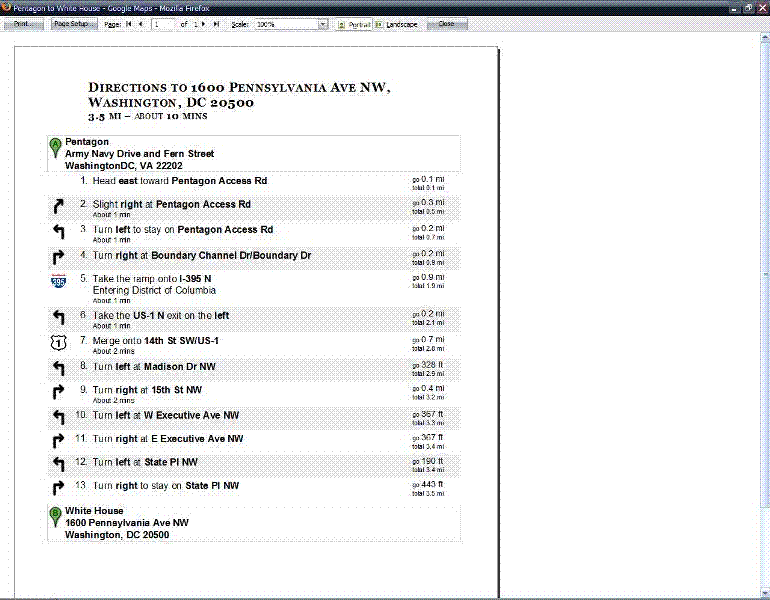 Google Maps - Clean Printer Friendly Pages