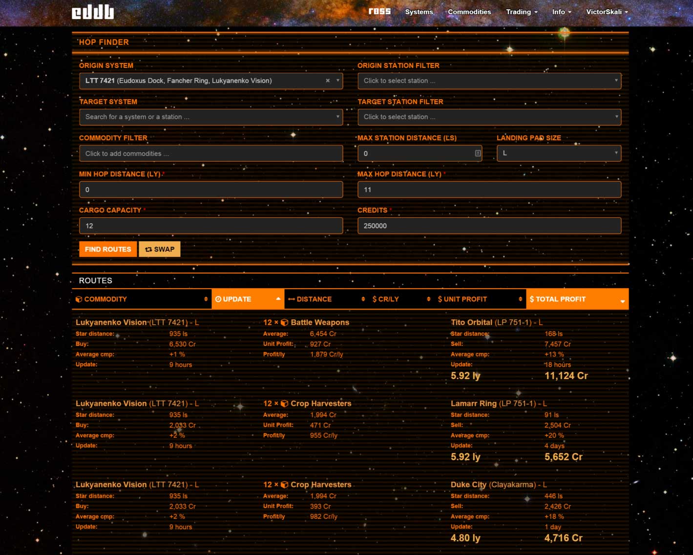 eddb.io - Elite Dangerous Darker Orange Edition