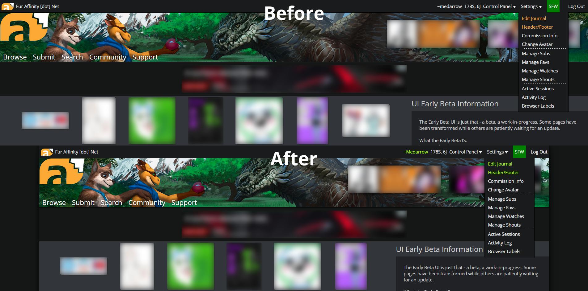 Furaffinity - Submission Fit & Max Page Width