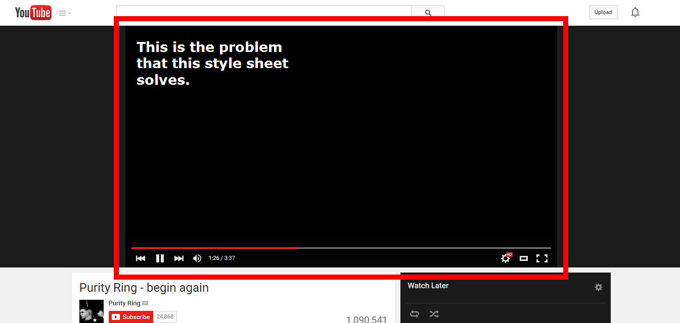 YouTube experimental player fix (April 2015)