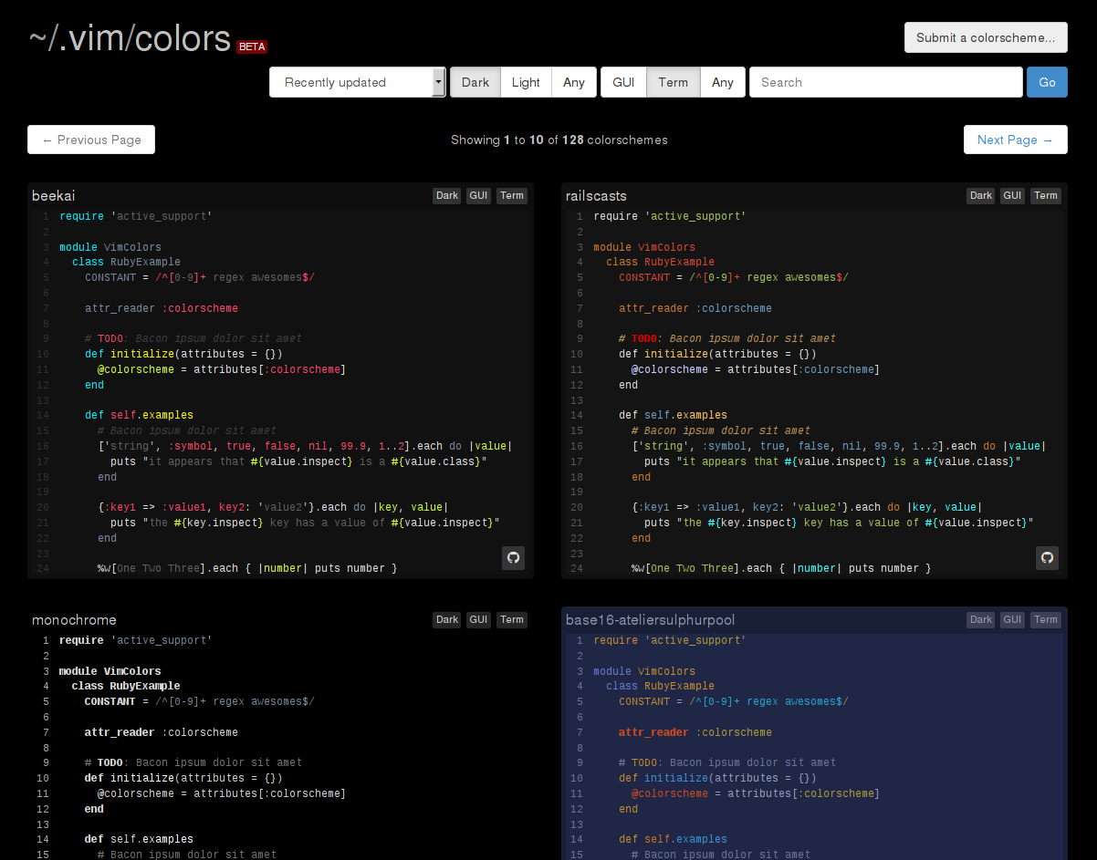 VimColors.com - Dark Theme Filter