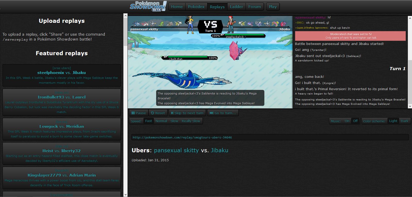 Dark Pokemon Showdown Replay Skin