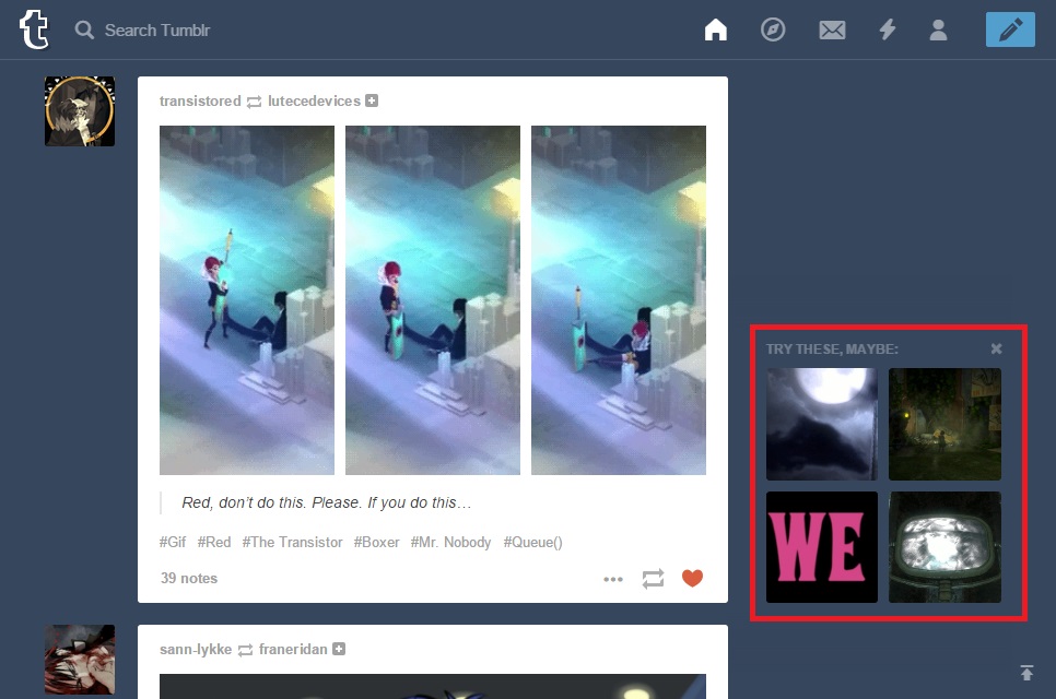 Tumblr - Remove Rapid Recommendations