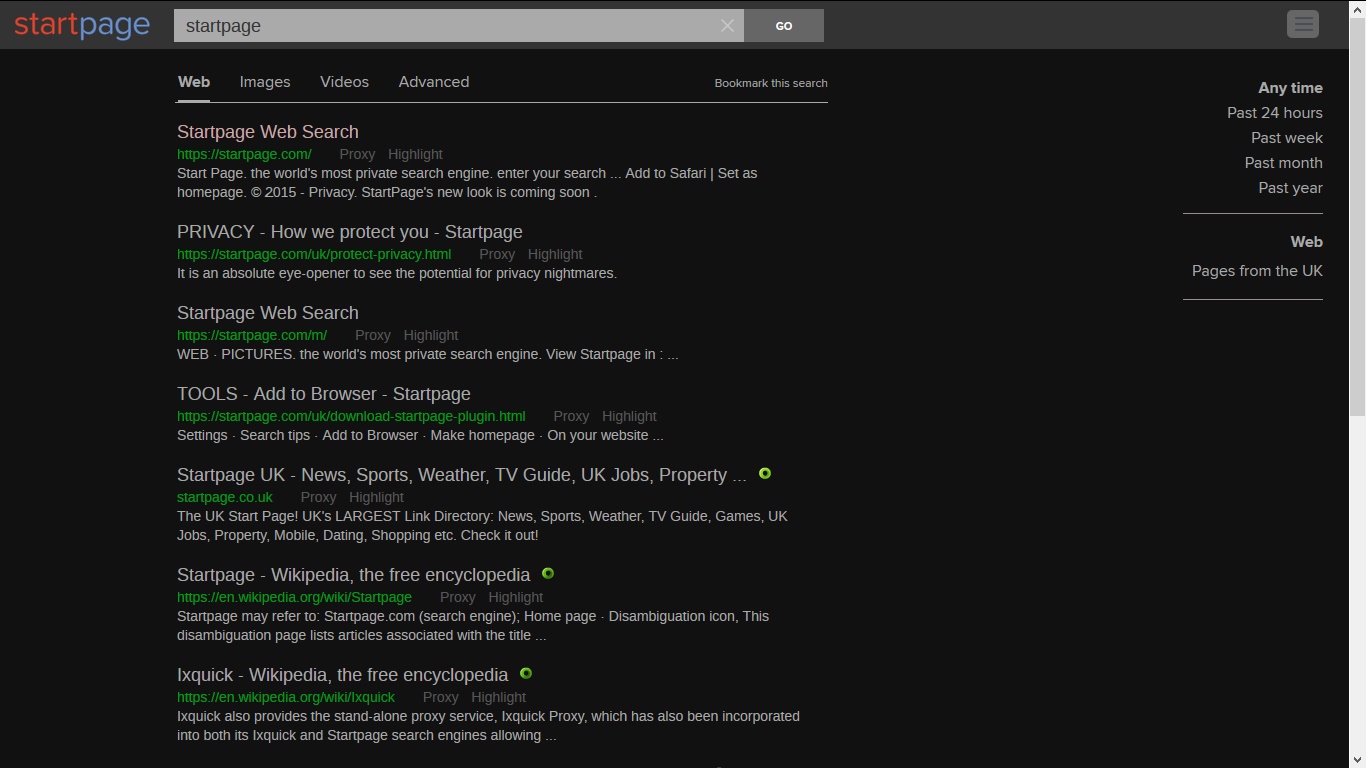 New Startpage - Dark & Clean