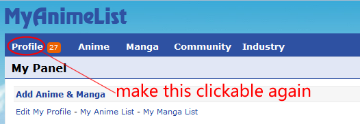MyAnimeList: Restore Profile Button