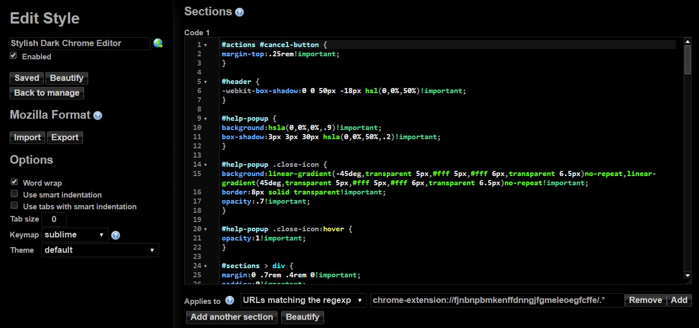 Extra Dark Chrome Editor (High Contrast)