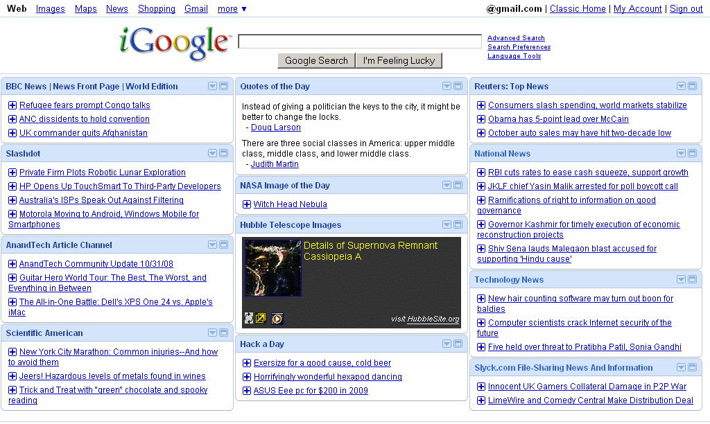 iGoogle - Compact layout