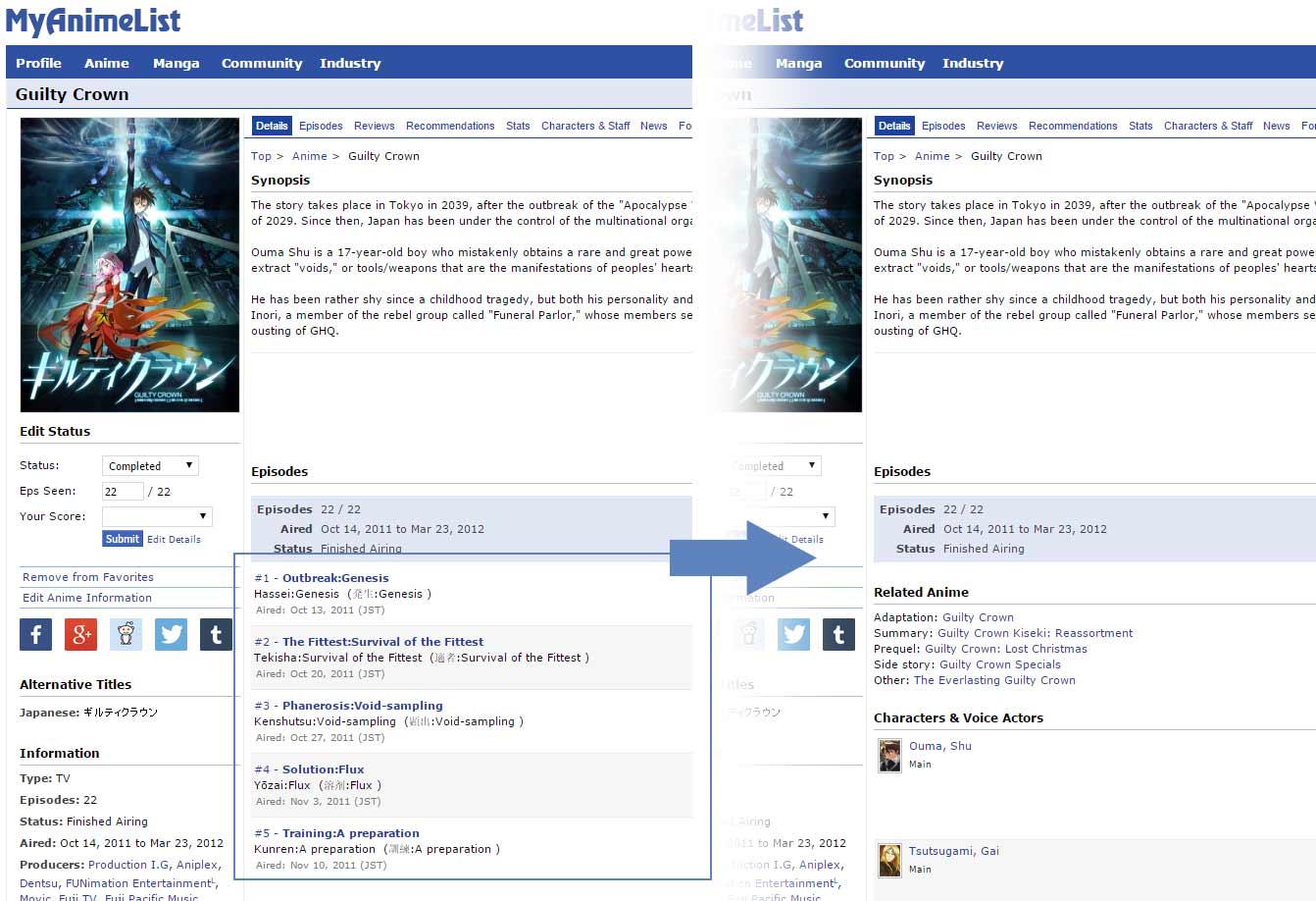 MyAnimeList: Hide Episode List