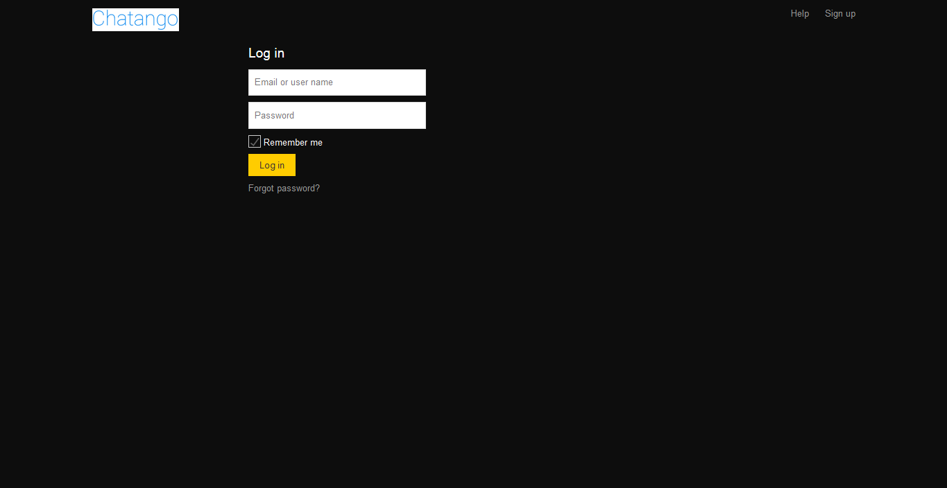 Dark Chatango login / sign up pages