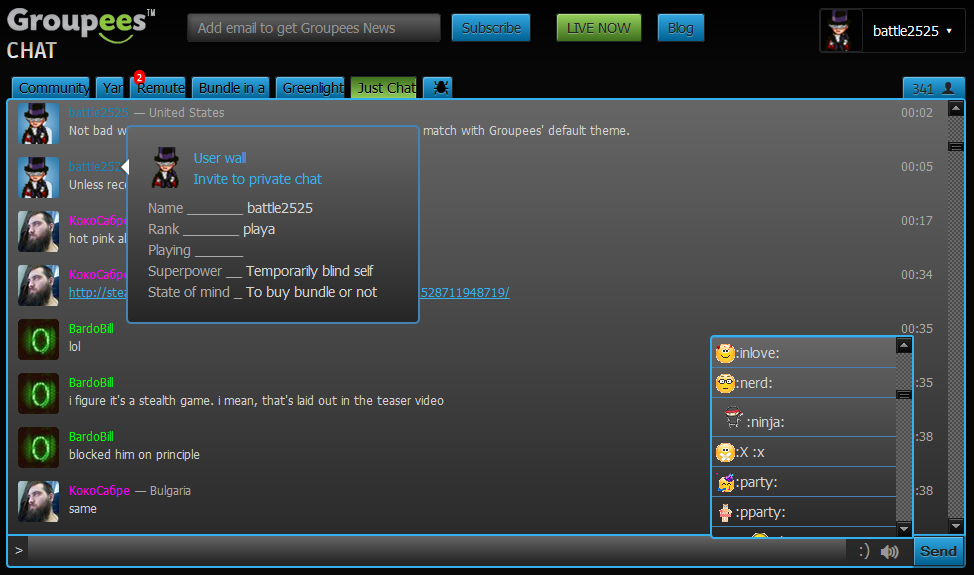 Groupees Chat Dark Theme