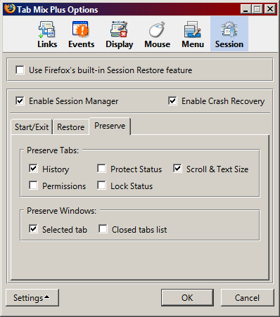 Tab Mix Plus (TMP) Center the Options Tab Buttons