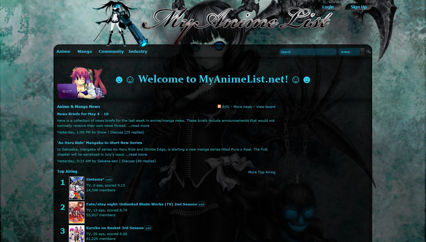 MyAnimeList dark