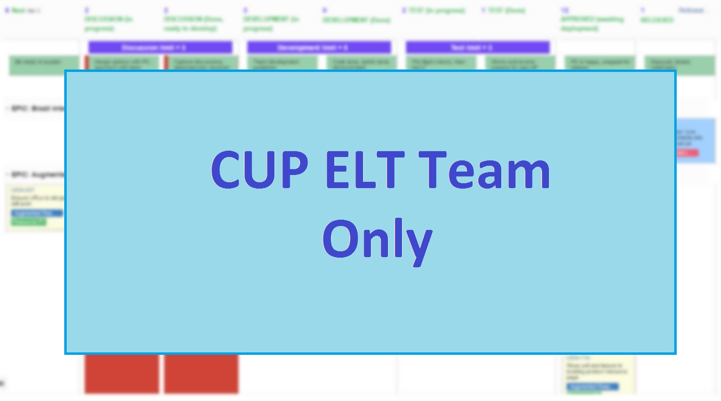 CUP ELT Jira boards