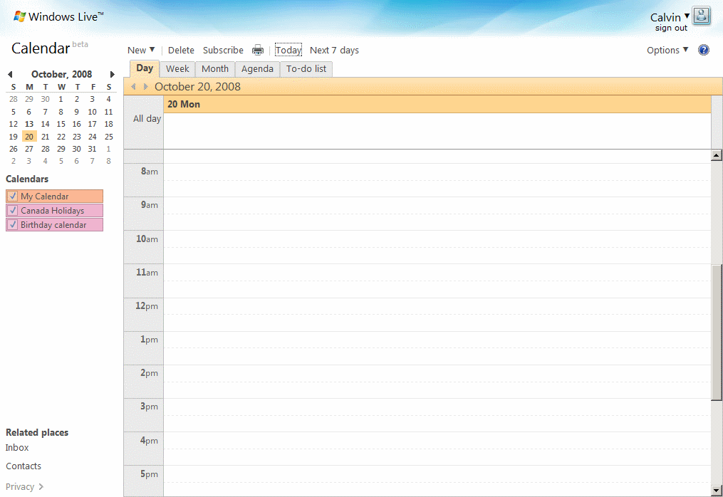 Cleaner: Windows Live Calendar and Hotmail