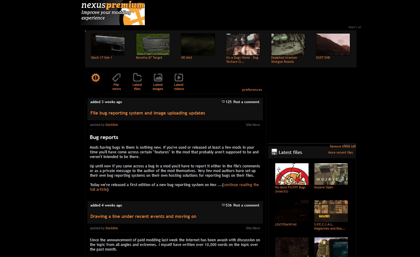 NexusMods - Fallout New Vegas Dark&Orange Theme
