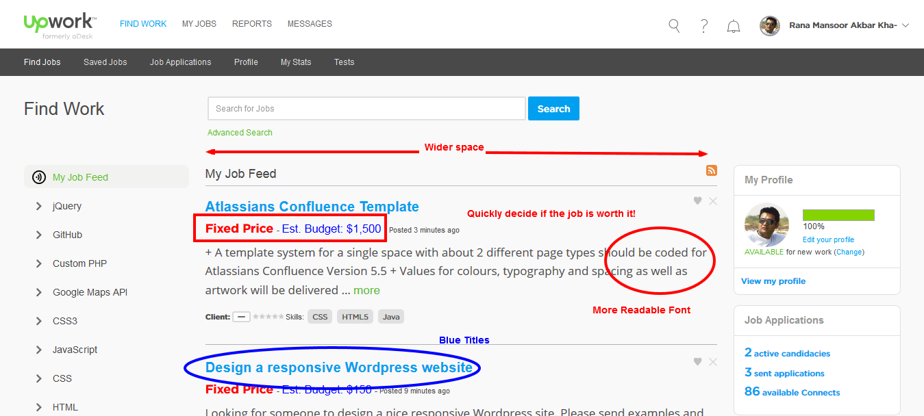 Blue Links - Highlight Job Price & Client