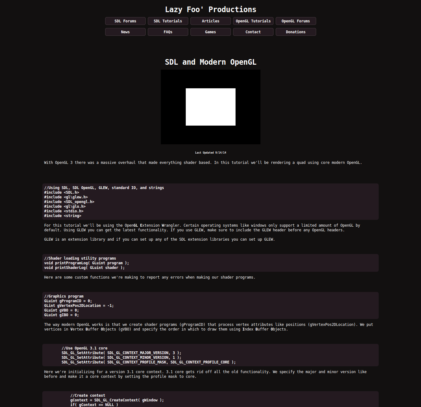 Lazy Foo (LazyFoo.net) Night Mode