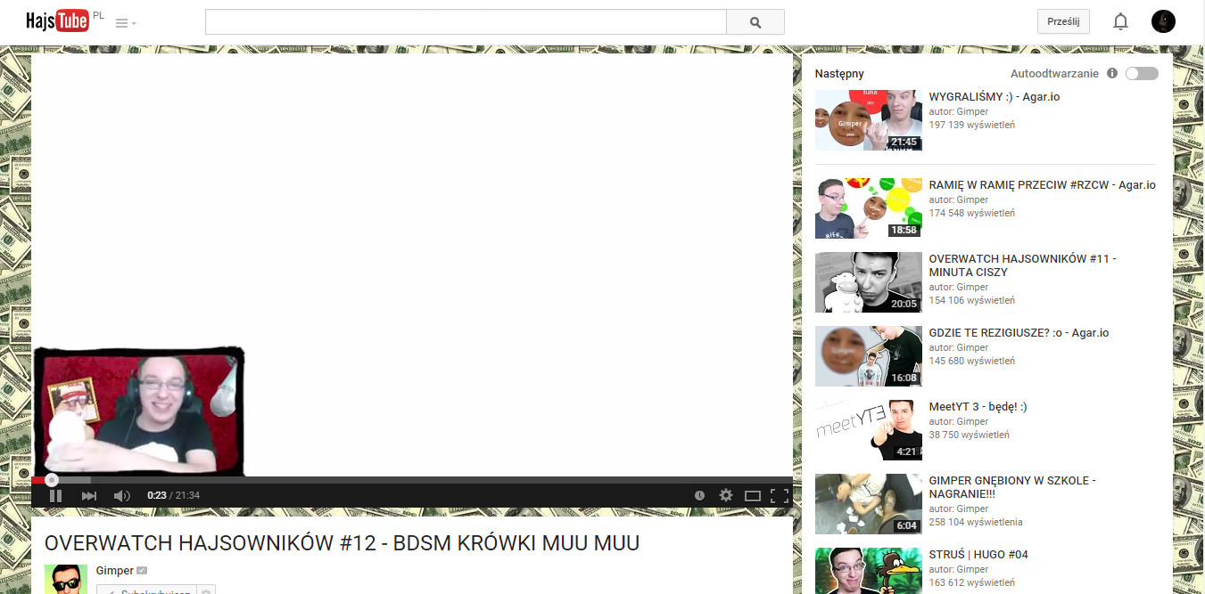 Youtube prawdziwego hajsownika (dolary)