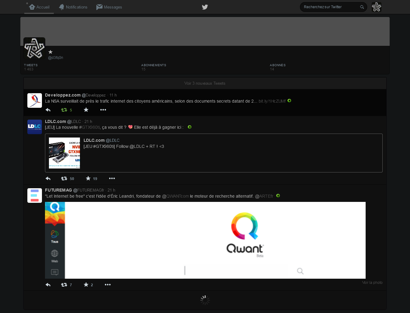Twitter | Just content - Full width - Darkness UI