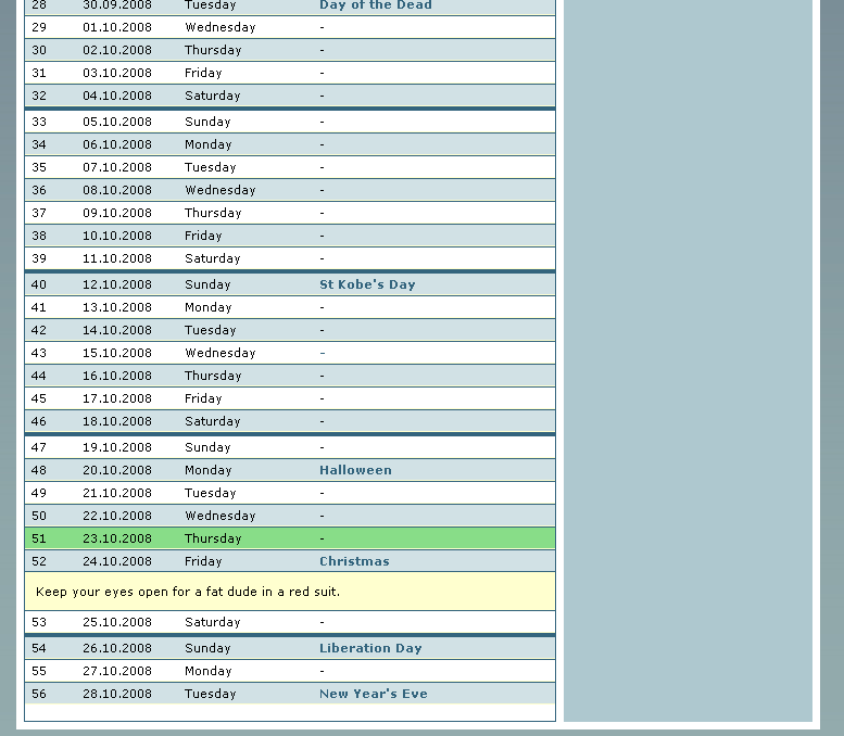 Popmundo - Calendar