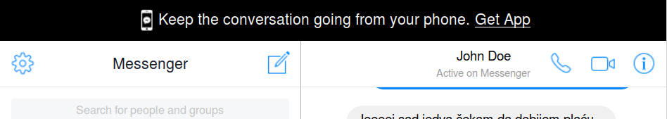 Messenger.com without the mobile app banner