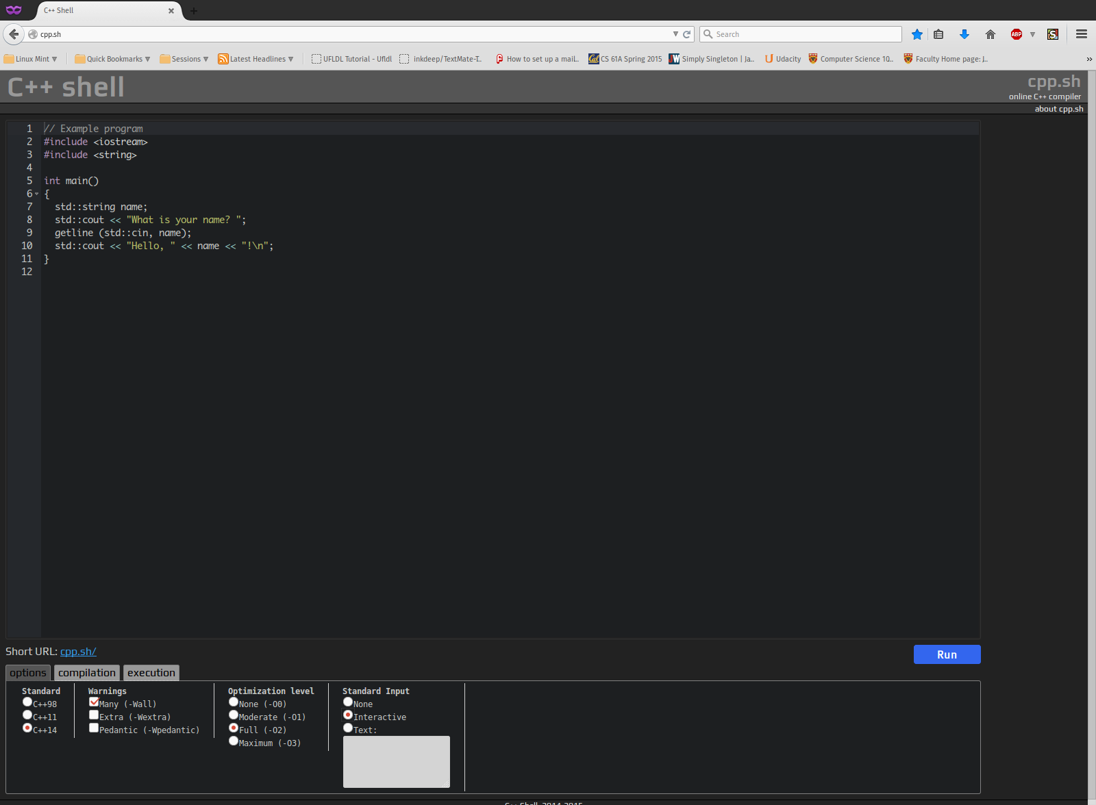 Dark cpp.sh