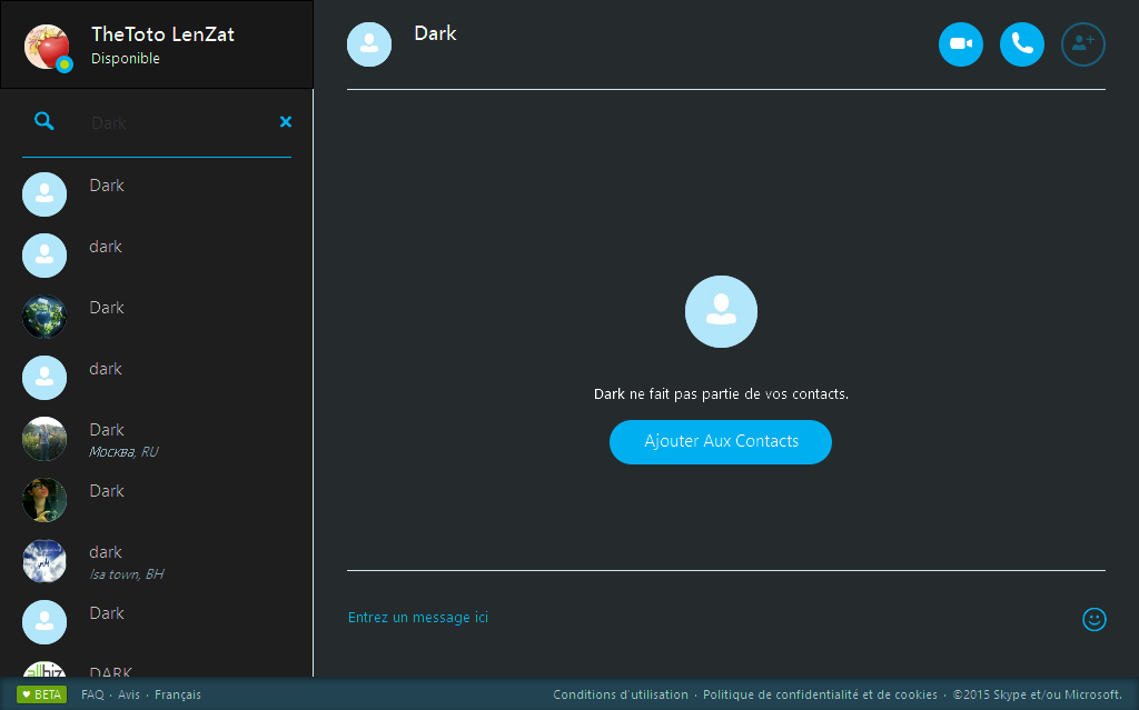 Dark Skype for Web Theme by Thetoto
