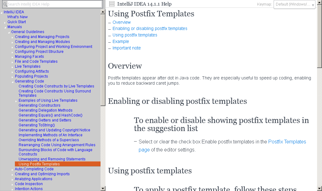Compact IntelliJ IDEA 14.1.1 Help