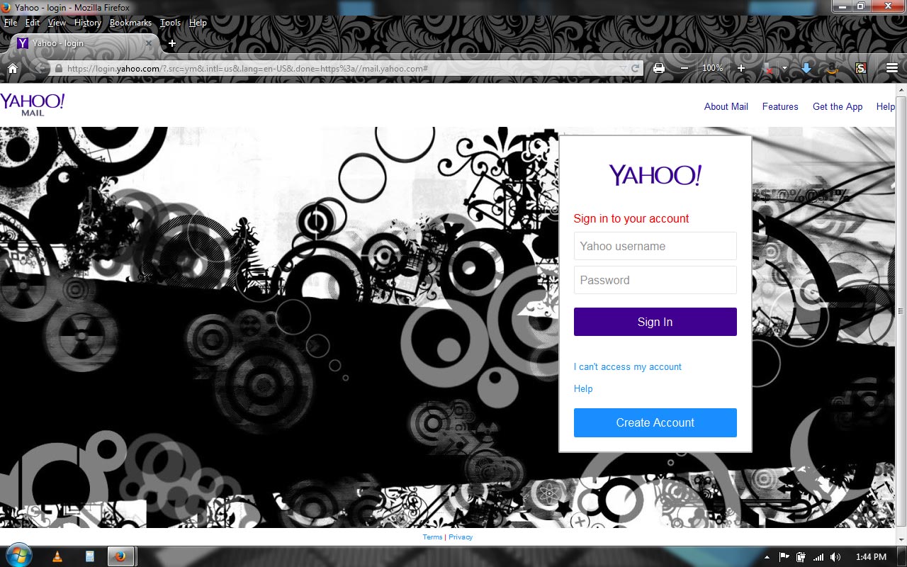 Black & White Abstract Yahoo! Login