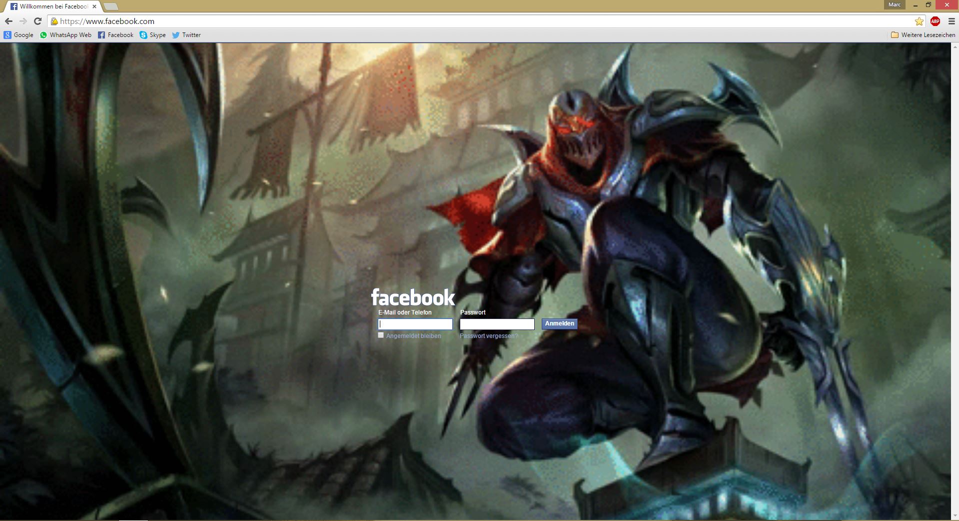 Facebook Login Animated League of Legends