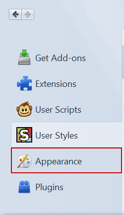 Remove Appearance Category in Addons dialog