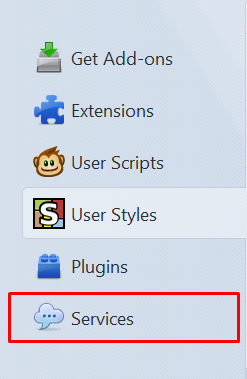 Remove Services Category in Addons dialog