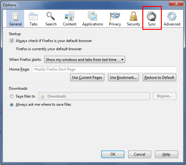Remove Sync Tab in Options Dialog