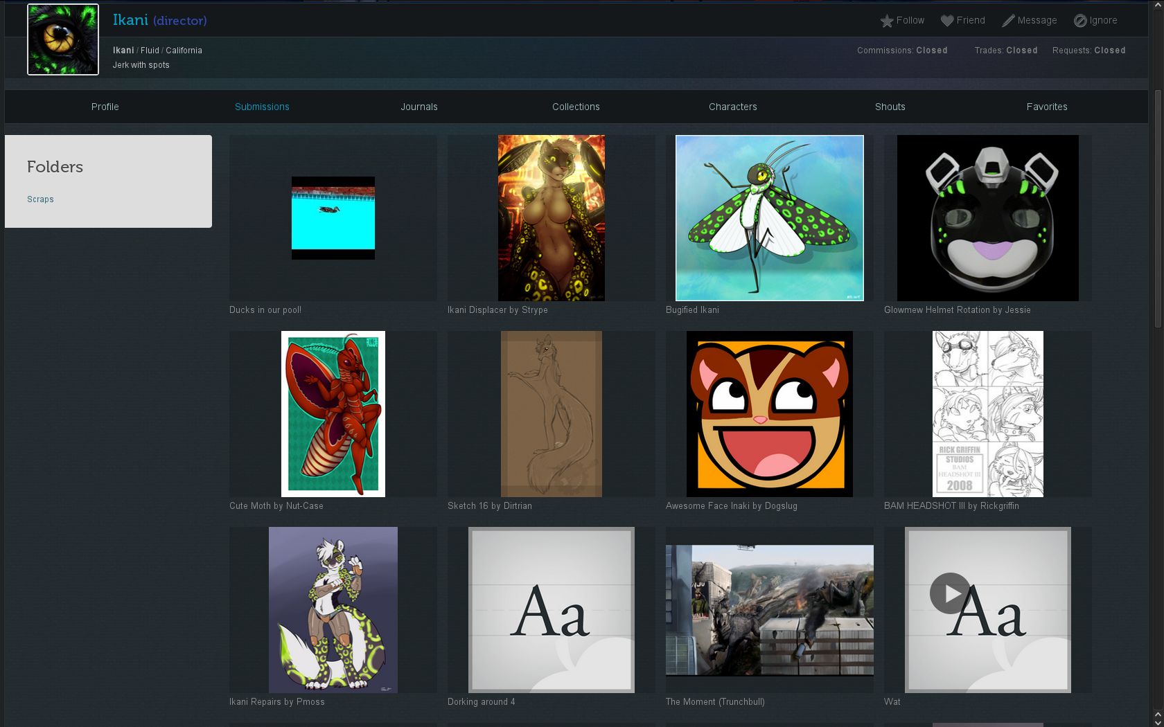 Custom Weasyl: Grid view thumbnails