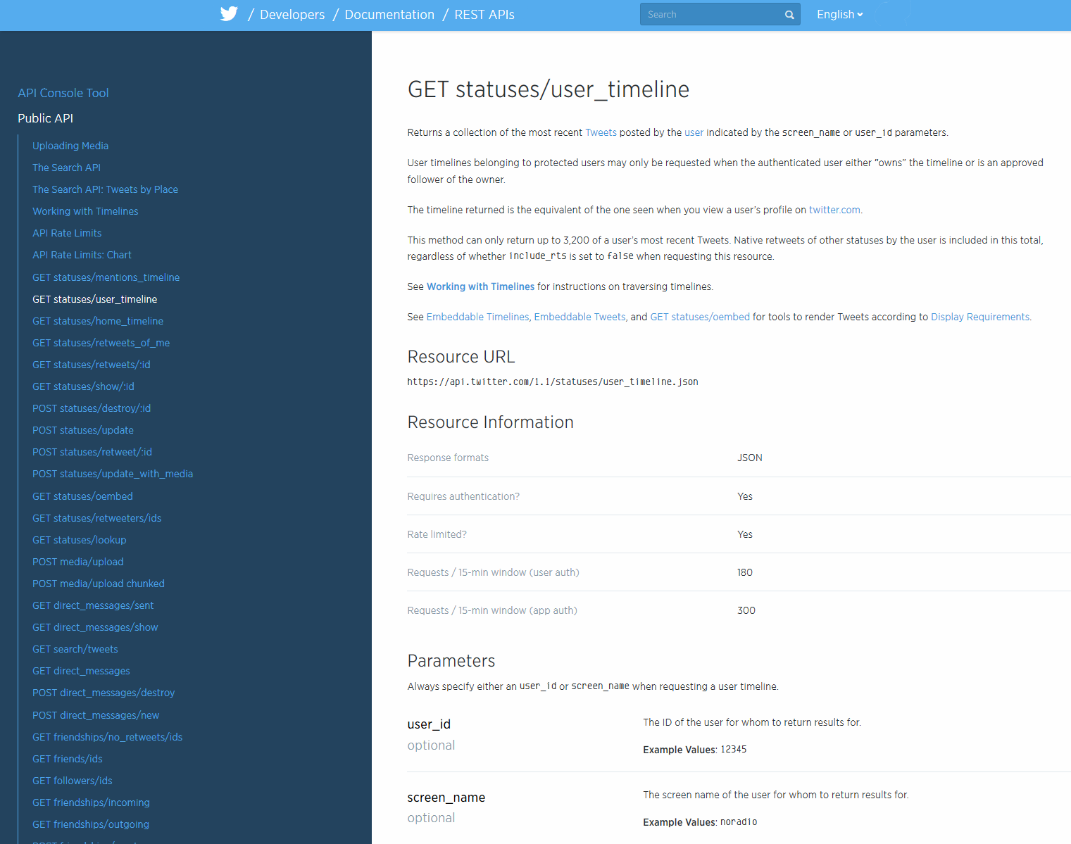 Readable Twitter API Docs