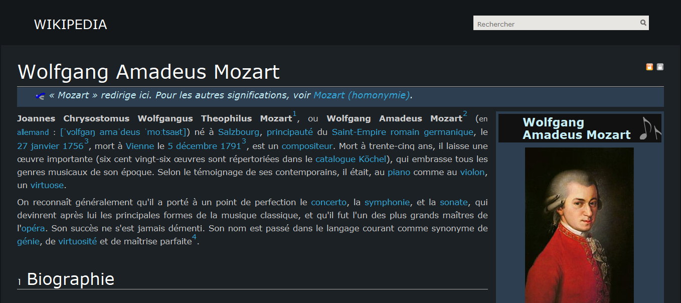 Wikipedia | Full width - Modern & Darkness UI