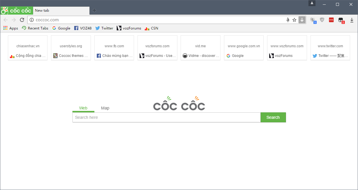 Minimalist CocCoc New Tab