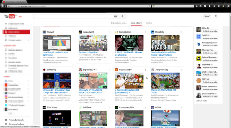 YouTube Subscriptions Table